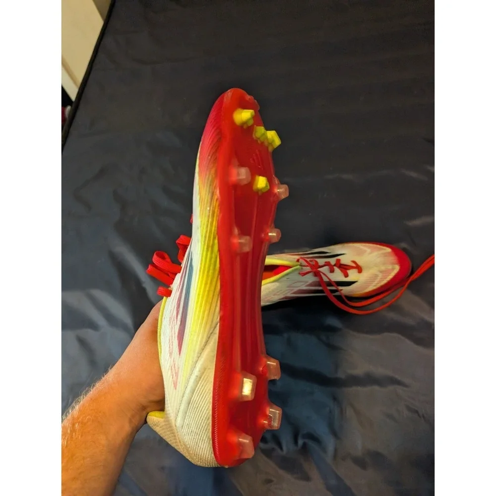 FSO Unisex Soccer Cleats White Red Yellow Adult US Size 10